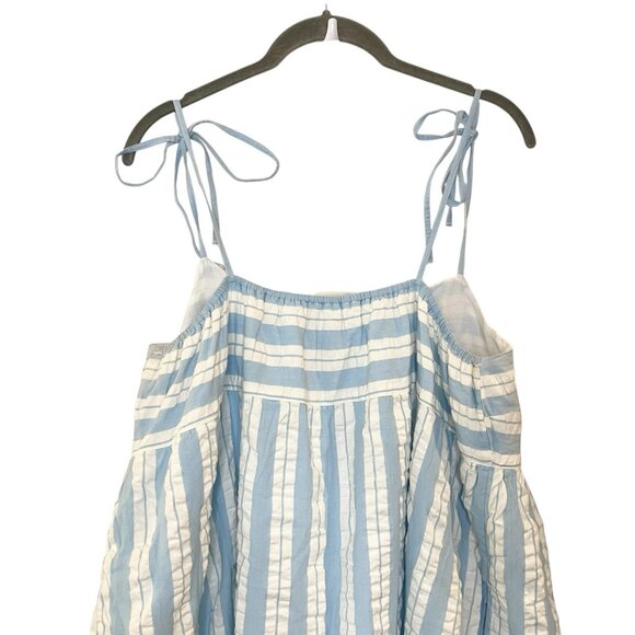 Seafolly Australia Cabana Tier Maxi Powder Blue White Striped Loose Fit Size XL - Picture 6 of 9